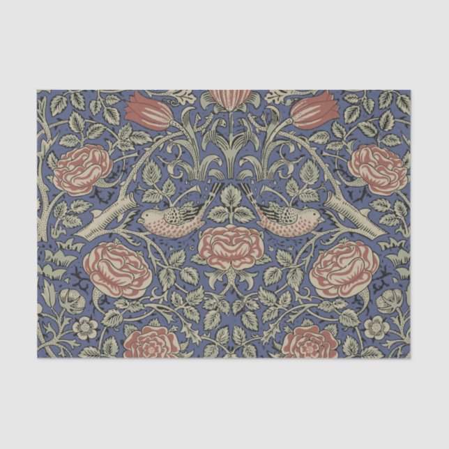 Papel De Seda William Morris Tudor Rosa Wallpaper (Frente )