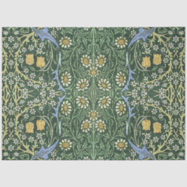 Papel De Seda William Morris Verde Floral Vintage Margaridas Bra