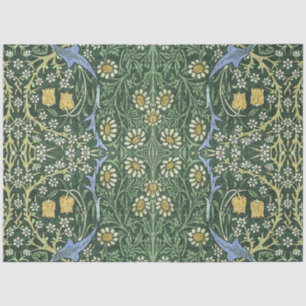 Papel De Seda William Morris Verde Floral Vintage Margaridas Bra
