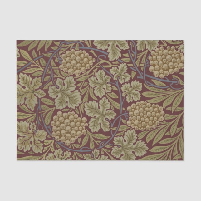 Papel De Seda William Morris Vine Grape Red Green Art (Frente )