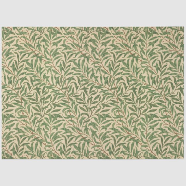 Papel De Seda William Morris Willow Bough Green Willow Leaves (Frente )