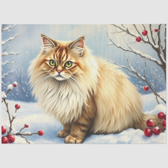 Papel De Seda Winter Cat Tissue Paper (Frente )