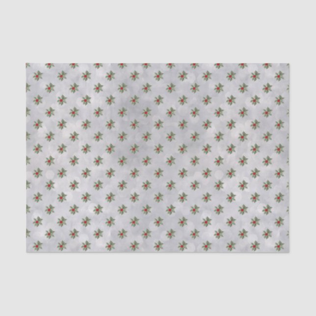 Papel De Seda Winter Holly Berry - Papel-Padrão (Frente )