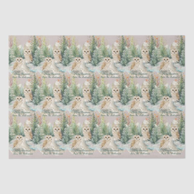 Papel De Seda Winter Owl Christmas– Woodland Tissue Paper (Frente )