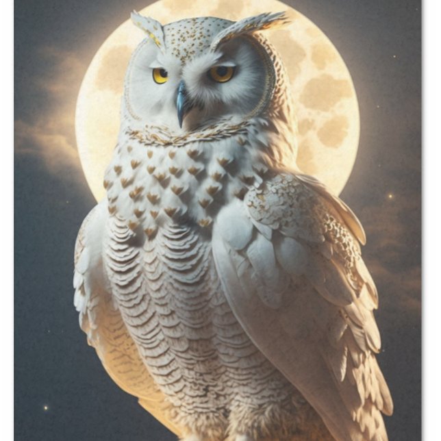 Papel De Seda Wise white owl under the Moonlight  (Criador carregado)