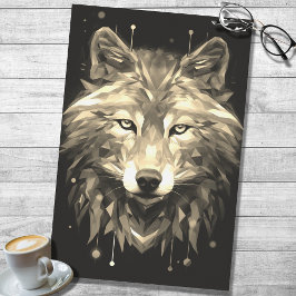 Papel De Seda Wolf Abstrato Faceted Sepia Decoupage Paper