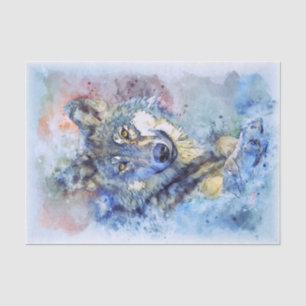 Papel De Seda Wolf Cinza Hunter Watercolor