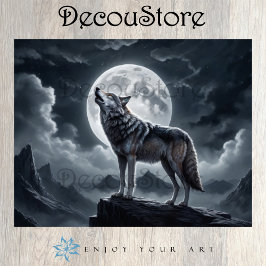 Papel De Seda Wolf Howling Debaixo da Lua Completa - Desligament