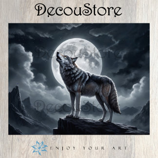 Papel De Seda Wolf Howling Debaixo da Lua Completa - Desligament