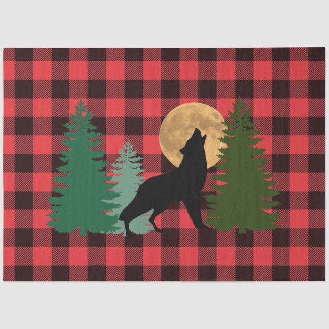 Papel De Seda Wolf Howling Full Moon (Frente )
