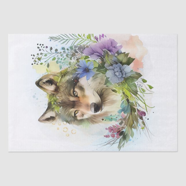 Papel De Seda Wolf Watercolor (Frente )