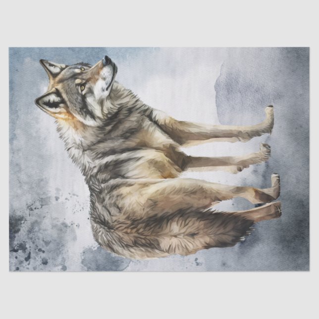 Papel De Seda Wolf Watercolor (Frente )