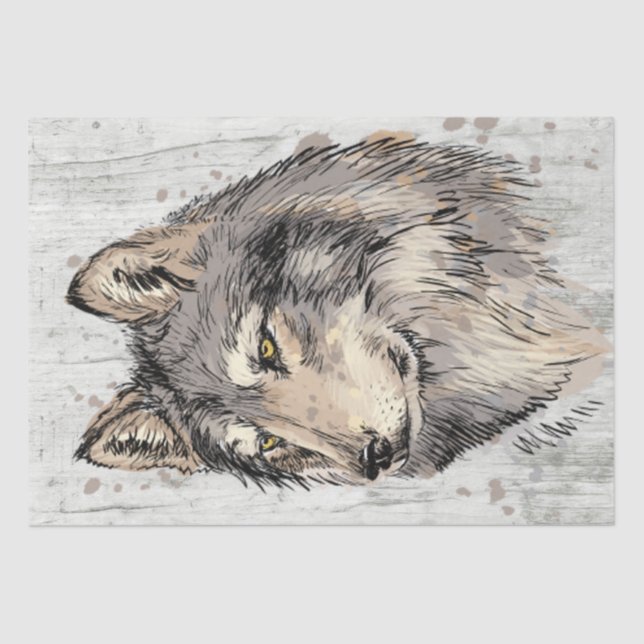 Papel De Seda Wolf Watercolor (Frente )