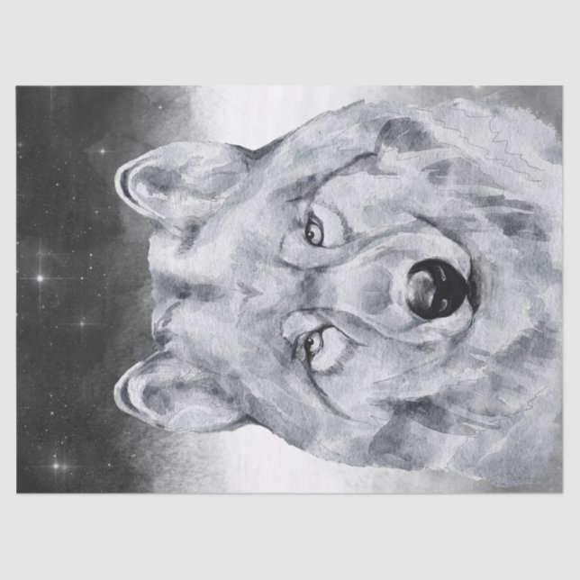 Papel De Seda Wolf Watercolor (Frente )