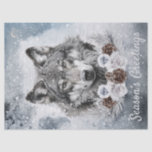 Papel De Seda Wolf Watercolor Winter Christmas<br><div class="desc">Wolf Watercolor Winter Christmas</div>