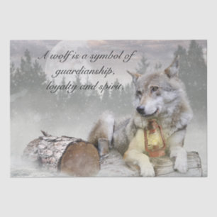 Papel De Seda Wolf Winter Snow Forest Moon Landscape