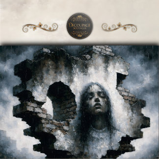 Papel De Seda Woman Emerging from Brick Wall Decoupage