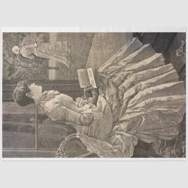 Papel De Seda Woman Reading, 1880 (Frente )