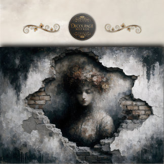 Papel De Seda Woman Revealed in Crumbling Wall Decoupage