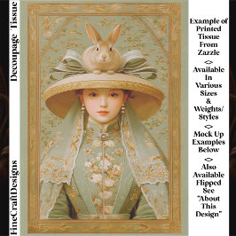 Papel De Seda Woman with Rabbit on Easter Bonnet ER4 Decoupage