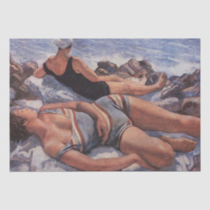 Papel De Seda Women Sunbelt on the Beach (por Serebriakova)
