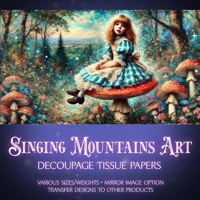 Papel De Seda Wonderland Alice Mushroom Art Decoupage (Criador carregado)