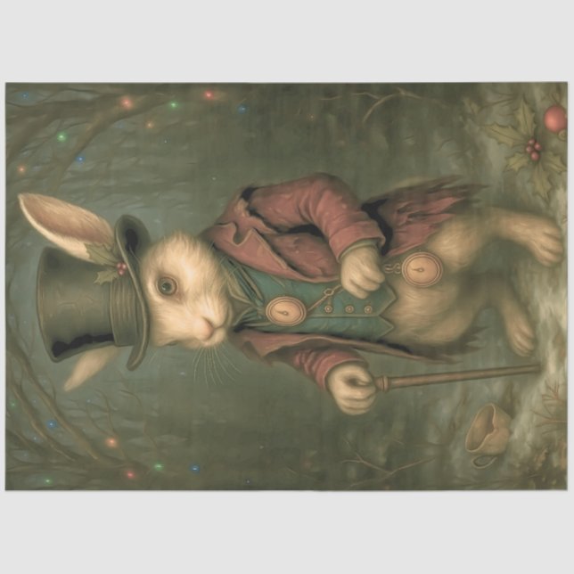 Papel De Seda Wonderland-Inspired Victorian Rabbit Decoupage (Frente )