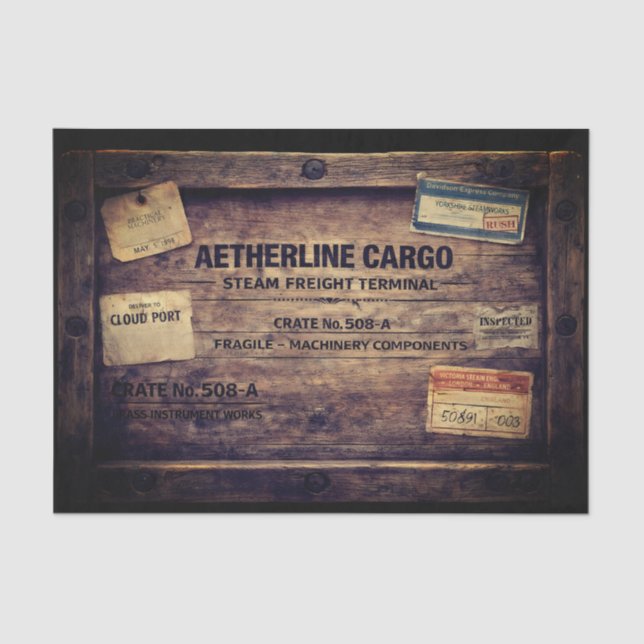 Papel De Seda Wood Steampunk Cargo Crate FC2 Decoupage (Frente )