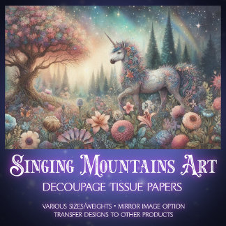 Papel De Seda Woodland Fantasy Fllower Unicorn Decoupage