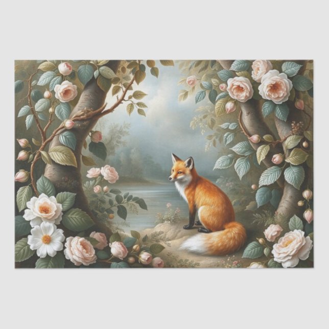 Papel De Seda Woodland Fox with Botanical Details (Frente )