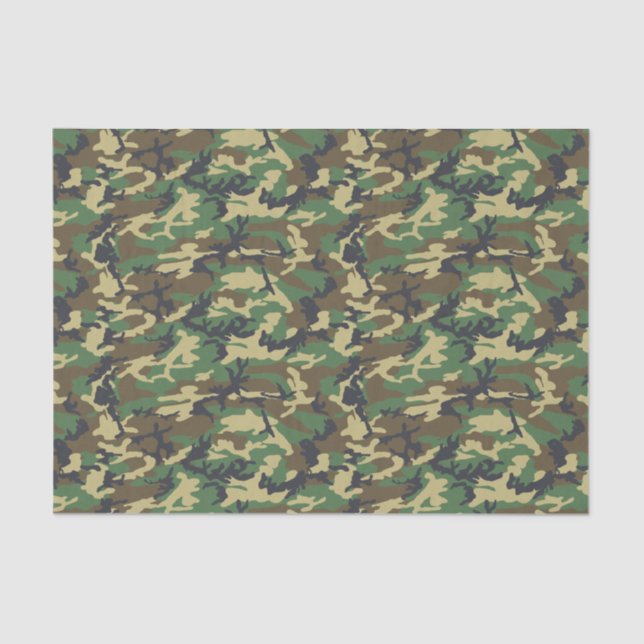 Papel De Seda Woodland Militairy Camo Impressão (Frente )