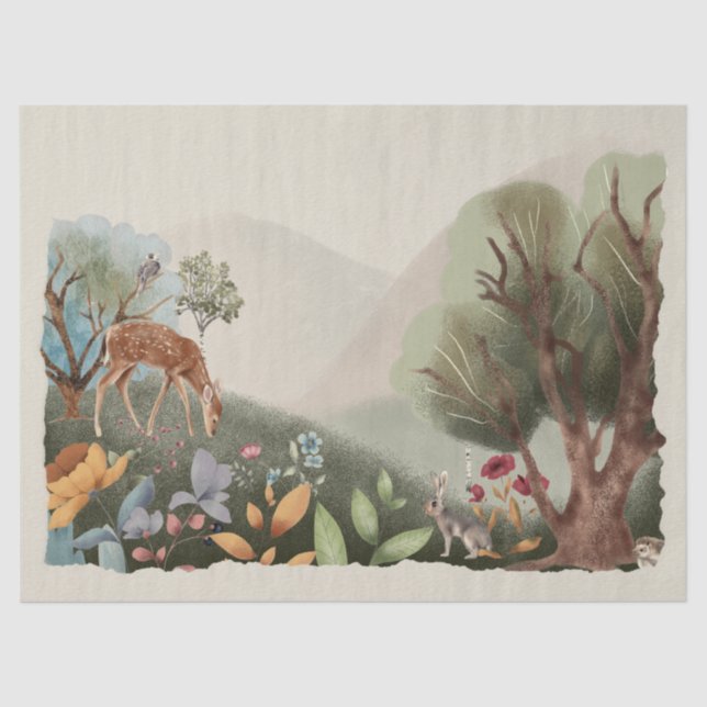 Papel De Seda Woodland Watercolor (Frente )