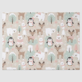 Papel De Seda Woodland Whimsical Forest Animals Winter
