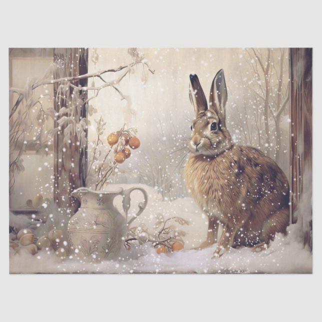 Papel De Seda Woodland Winter Hare (Frente )