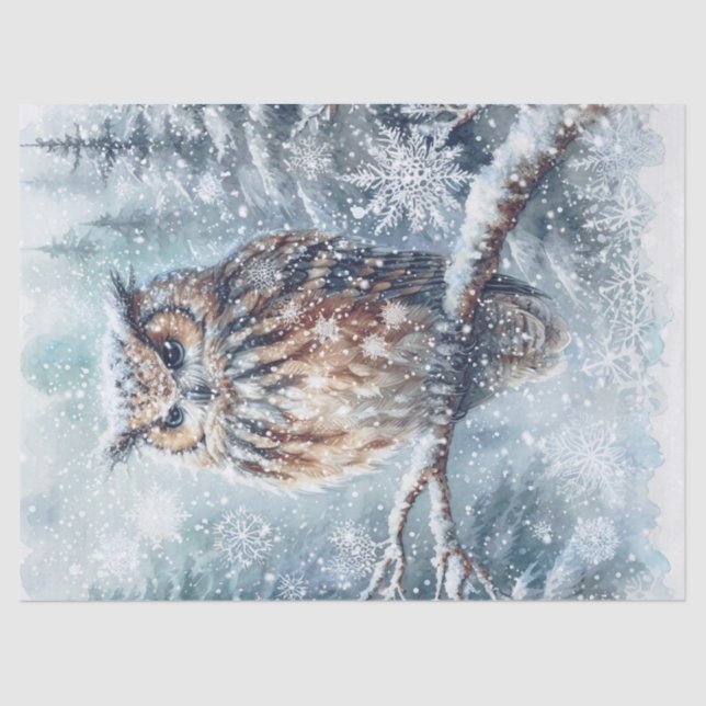 Papel De Seda Woodland Winter Owl (Frente )