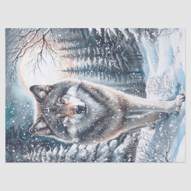Papel De Seda Woodland Winter Wolf (Frente )