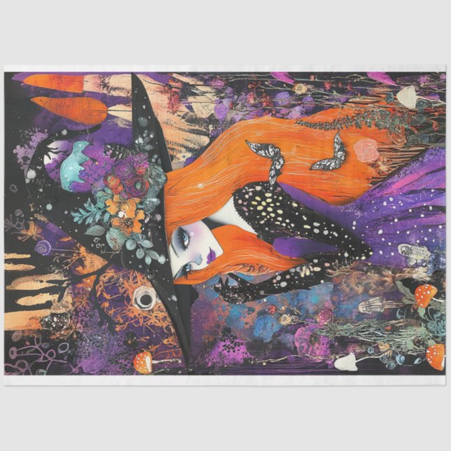 Papel De Seda Woodland Wtich Decoupage (Frente )