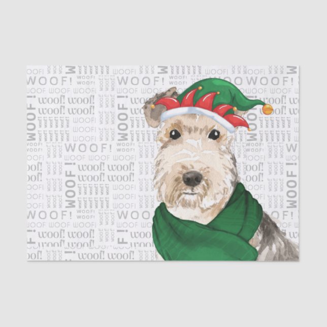 Papel De Seda Woods Word Art e Lakeland Terrier Dog Natal (Frente )