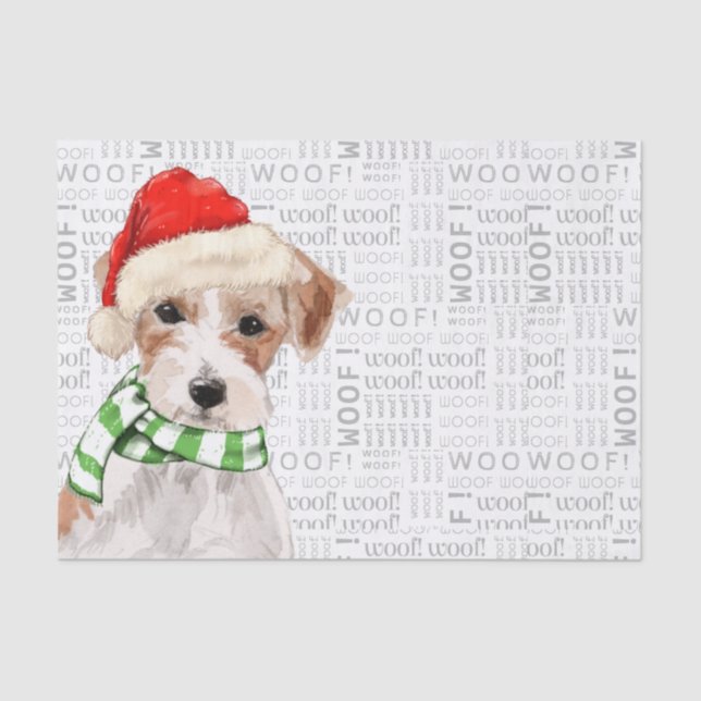 Papel De Seda Woody Word Art e Jack Russell Cachorro de Natal (Frente )
