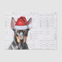 Papel De Seda Woof Word Art and Christmas Doberman Pinscher Dog