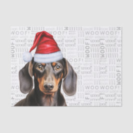 Papel De Seda Woof Word Art and Christmas Smooth Dachshund Dog
