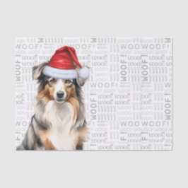 Papel De Seda Woof Word Art e Papai noel australiano Shepherd
