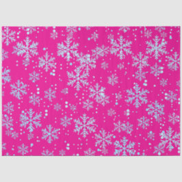 Papel De Seda Wrapping Paper, Bright Fuchsia Snowflakes