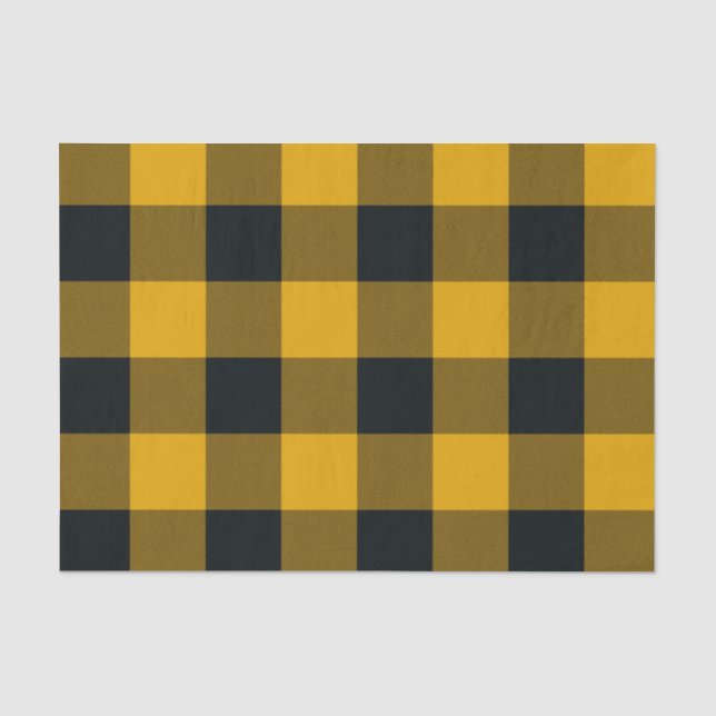 Papel De Seda Xadrez Amarelo e Preto em Quadros Rústicos (Frente )
