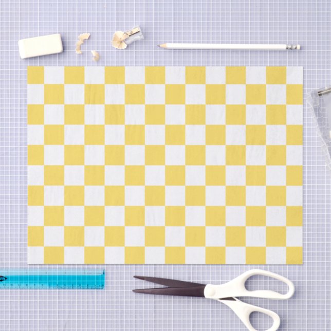 Papel De Seda Xadrez amarelo visual clássico  (Arte )