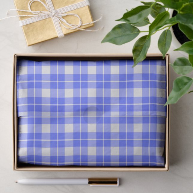Papel De Seda Xadrez Azul (Presente)