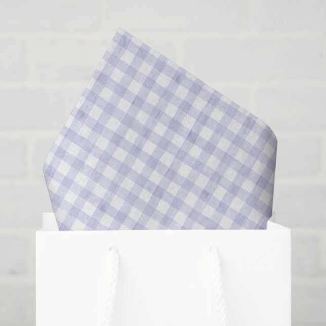 Papel De Seda Xadrez Azul Aquarela (Sacola de presentes)