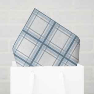 Papel De Seda Xadrez Azul e Creme Padrão