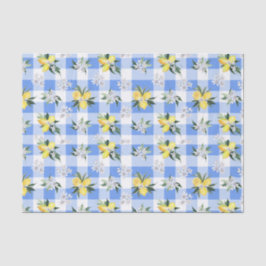 Papel de Seda Xadrez Azul Flor de Limão
