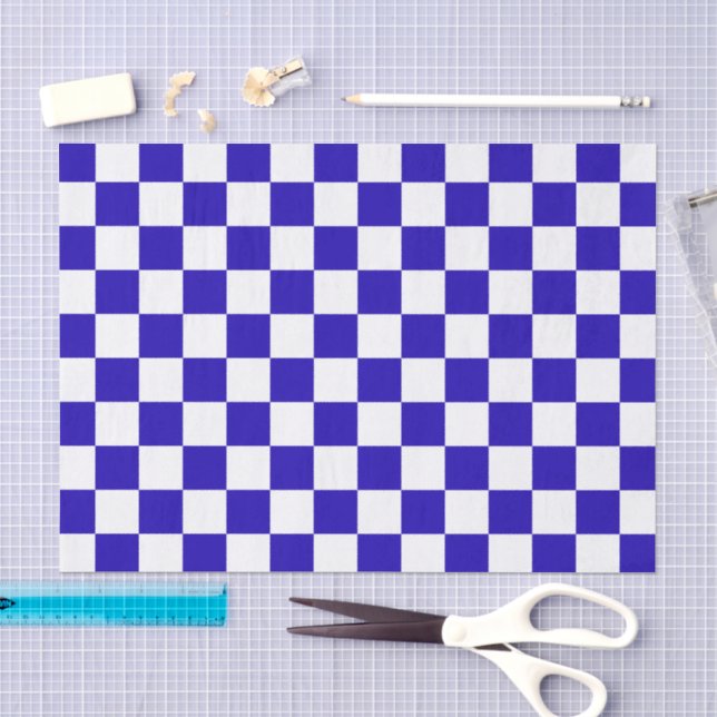 Papel De Seda Xadrez azul profundo  (Arte )